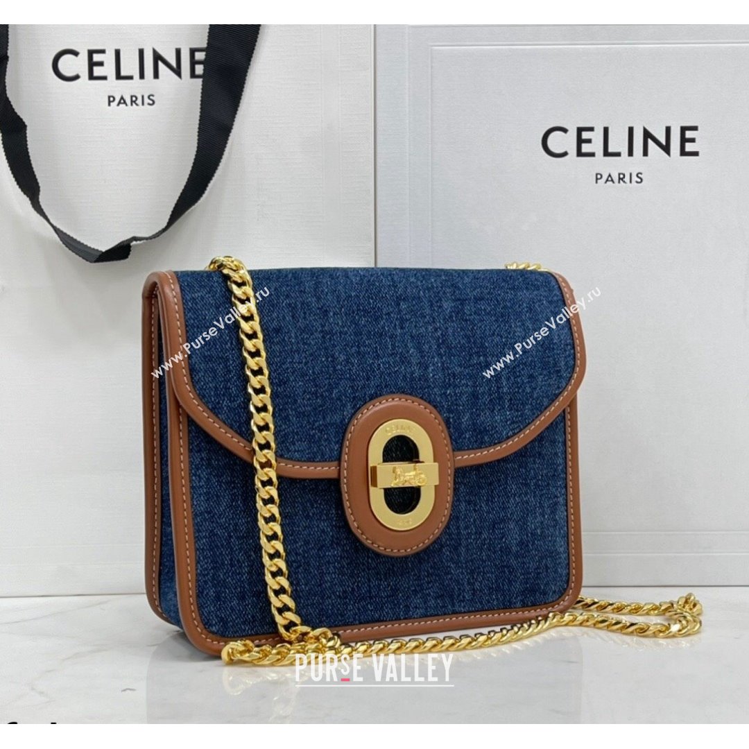 Celine Lutch Sulky Chain Mini Bag in Denim and Calfskin Blue 2021 (BL-21090411)