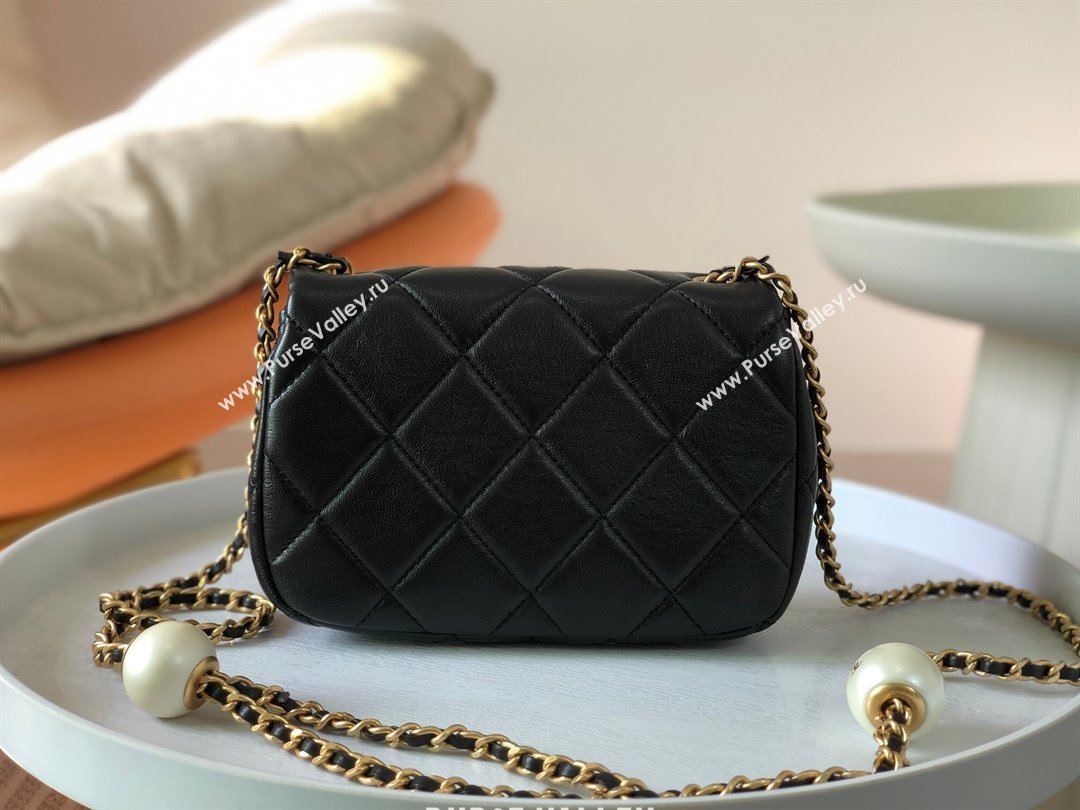 Chanel Lambskin Mini Flap Bag with Pearl Chain AS4868 Black 2024 (SM-24072319)