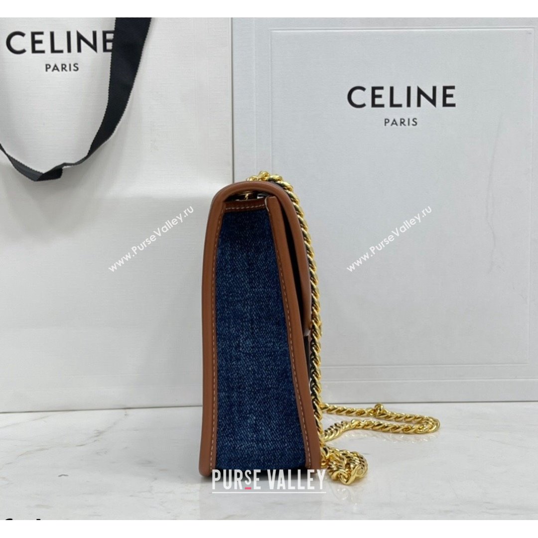 Celine Lutch Sulky Chain Mini Bag in Denim and Calfskin Blue 2021 (BL-21090411)