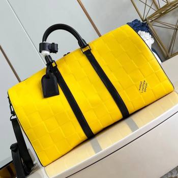 Louis Vuitton Keepall Bandouliere 50 in Damier Scuba Calfskin M25019 Yellow 2024 (K-24090702)