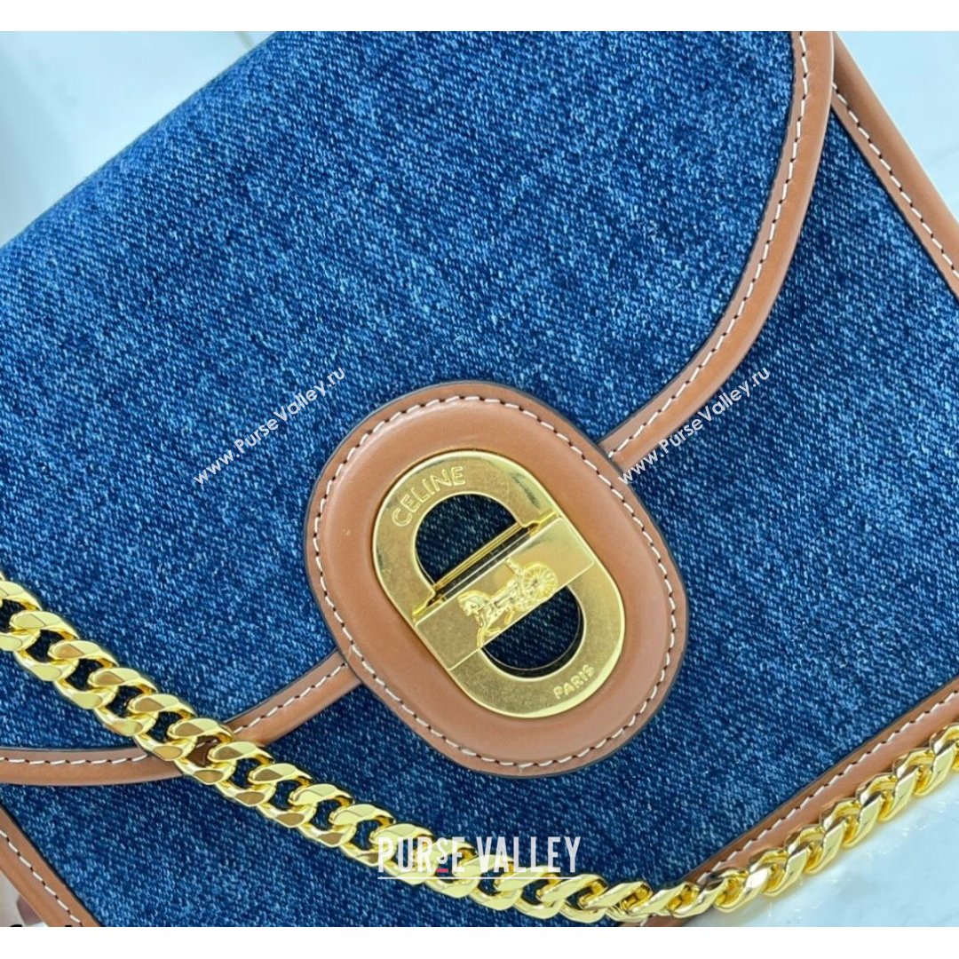 Celine Lutch Sulky Chain Mini Bag in Denim and Calfskin Blue 2021 (BL-21090411)