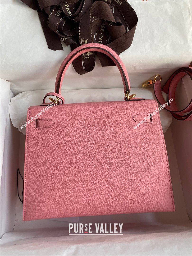 Hermes Kelly 25/28/32cm Bag in Original Epsom Leather 1Q Milk Shake Pink/Gold P2024 (Handmand) (M-24021912)