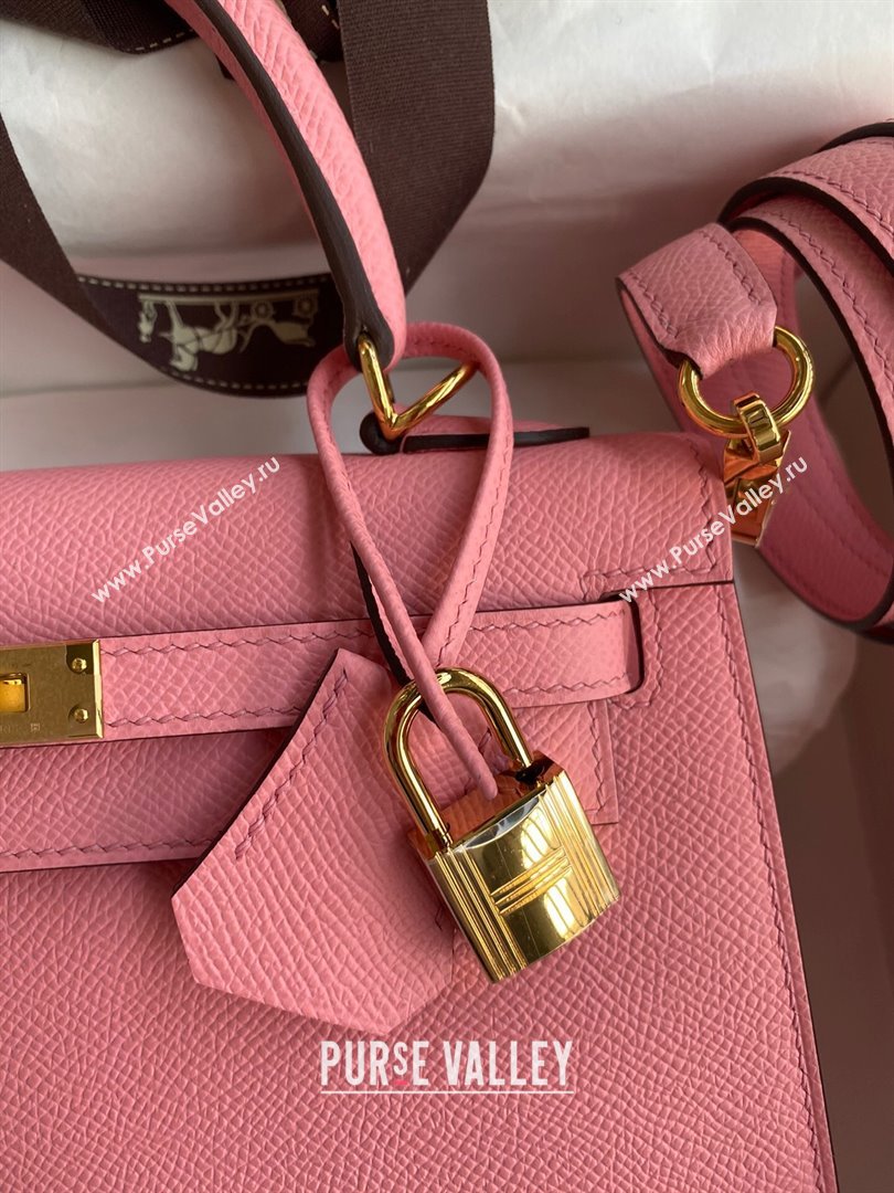 Hermes Kelly 25/28/32cm Bag in Original Epsom Leather 1Q Milk Shake Pink/Gold P2024 (Handmand) (M-24021912)