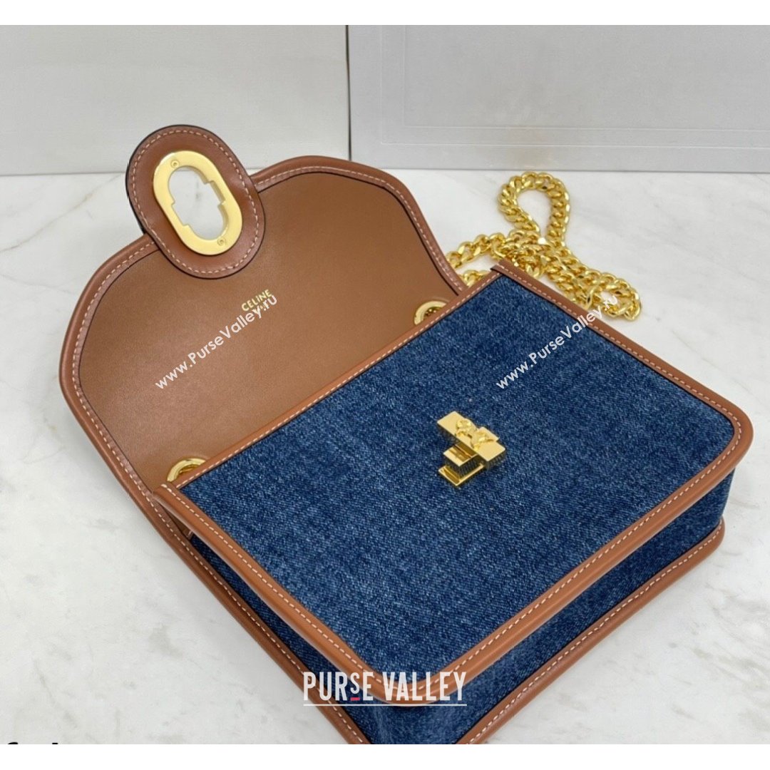 Celine Lutch Sulky Chain Mini Bag in Denim and Calfskin Blue 2021 (BL-21090411)