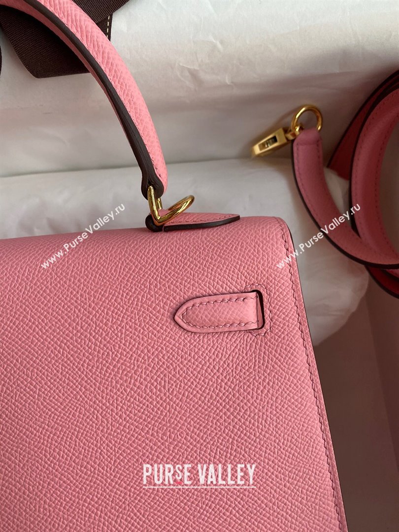 Hermes Kelly 25/28/32cm Bag in Original Epsom Leather 1Q Milk Shake Pink/Gold P2024 (Handmand) (M-24021912)