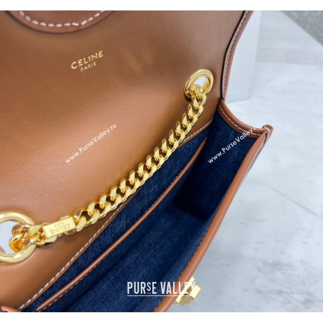 Celine Lutch Sulky Chain Mini Bag in Denim and Calfskin Blue 2021 (BL-21090411)