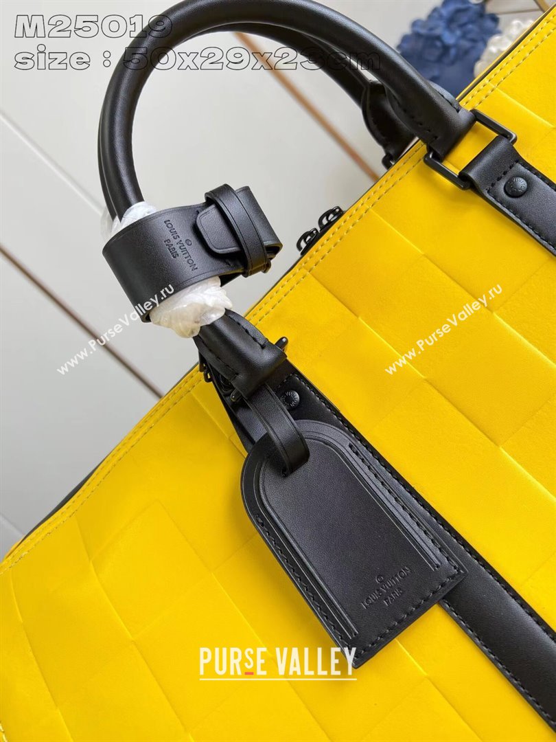 Louis Vuitton Keepall Bandouliere 50 in Damier Scuba Calfskin M25019 Yellow 2024 (K-24090702)