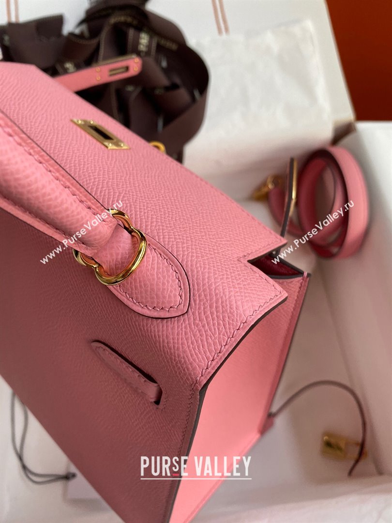 Hermes Kelly 25/28/32cm Bag in Original Epsom Leather 1Q Milk Shake Pink/Gold P2024 (Handmand) (M-24021912)