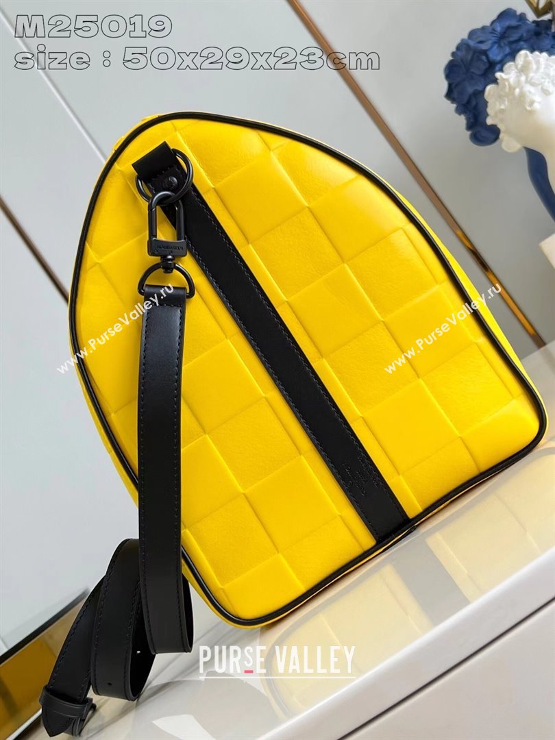 Louis Vuitton Keepall Bandouliere 50 in Damier Scuba Calfskin M25019 Yellow 2024 (K-24090702)