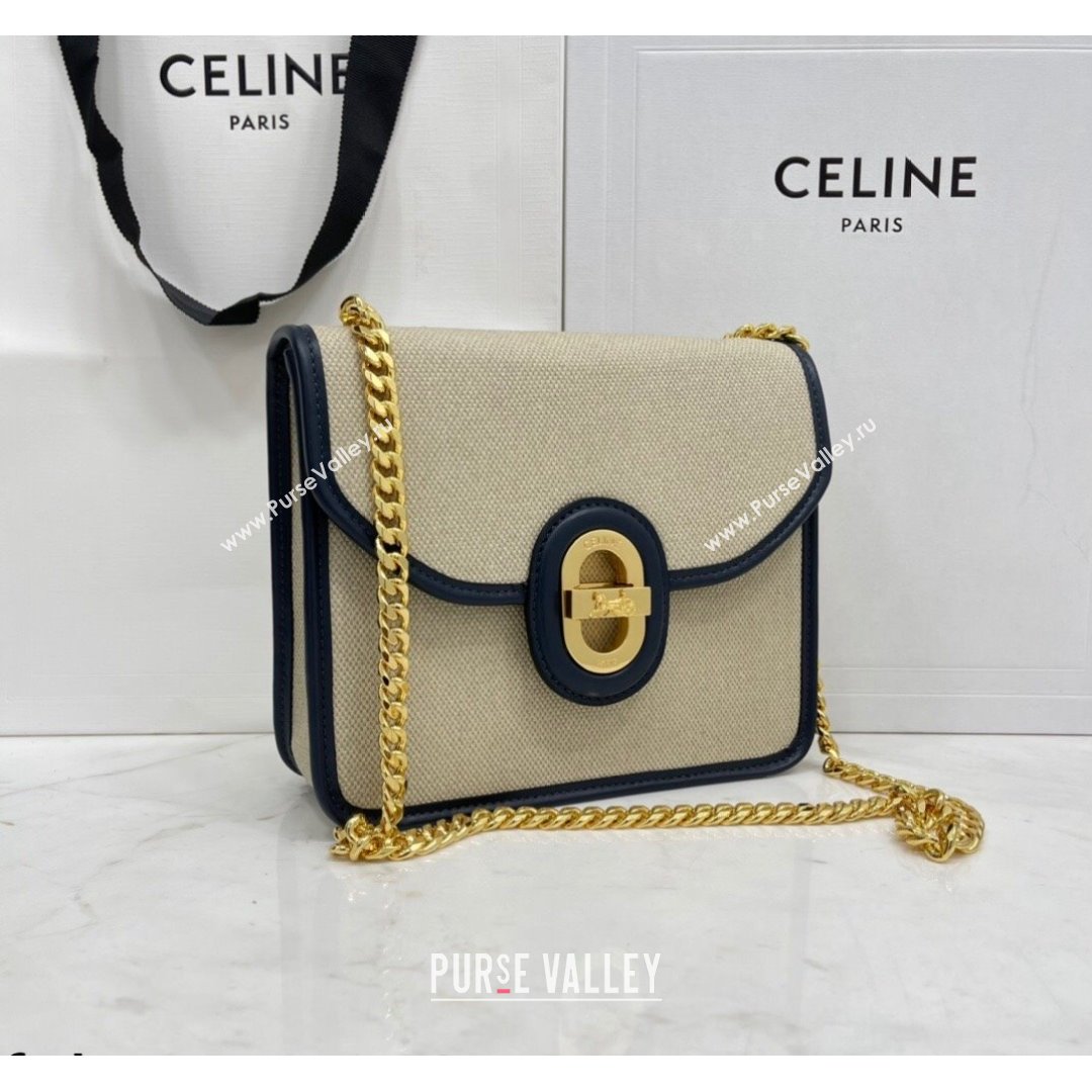 Celine Lutch Sulky Chain Mini Bag in Textile and Calfskin Beige 2021 (BL-21090410)