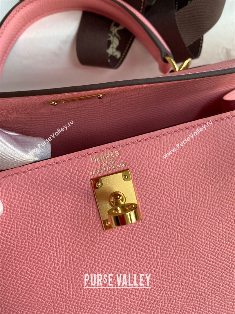 Hermes Kelly 25/28/32cm Bag in Original Epsom Leather 1Q Milk Shake Pink/Gold P2024 (Handmand) (M-24021912)