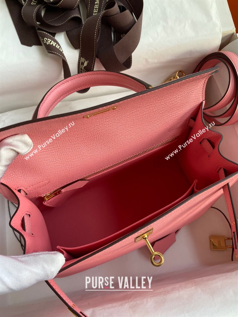 Hermes Kelly 25/28/32cm Bag in Original Epsom Leather 1Q Milk Shake Pink/Gold P2024 (Handmand) (M-24021912)