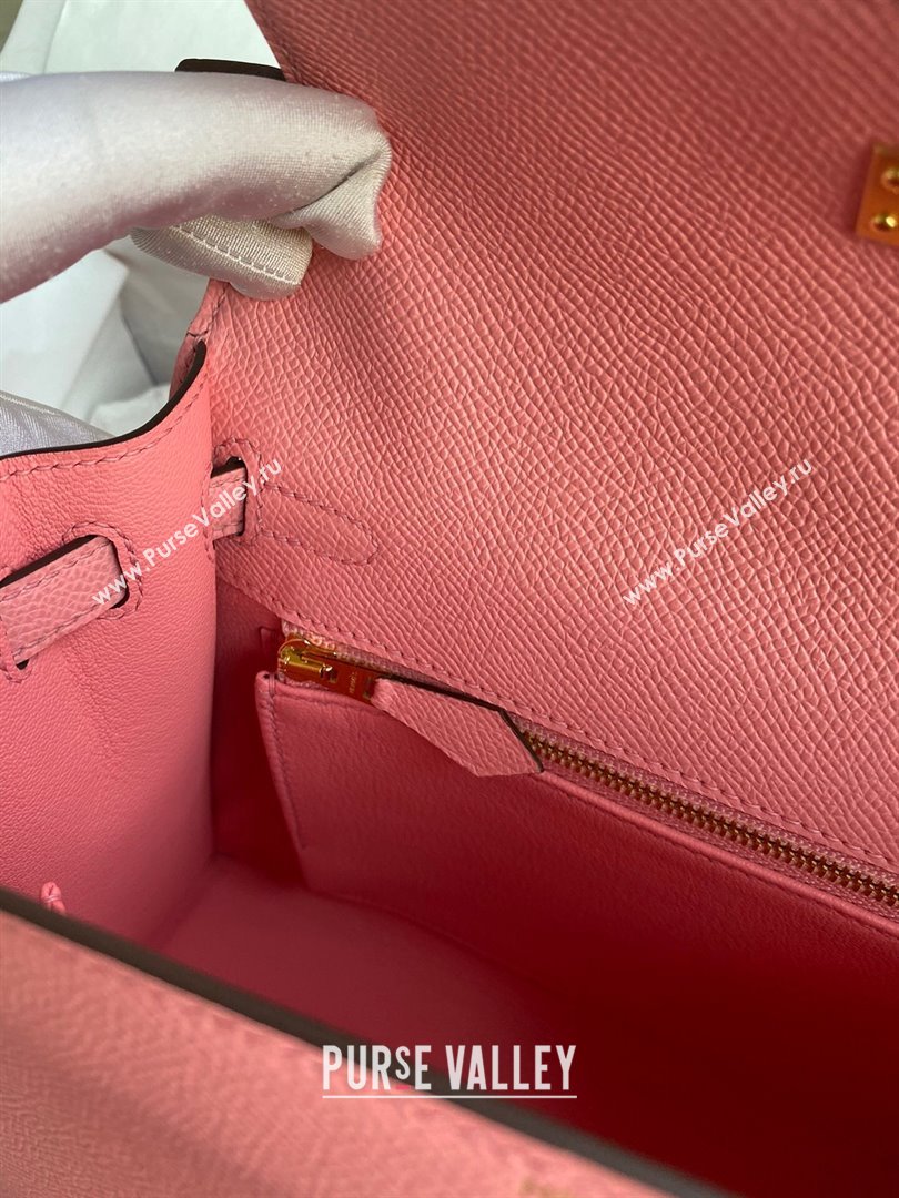 Hermes Kelly 25/28/32cm Bag in Original Epsom Leather 1Q Milk Shake Pink/Gold P2024 (Handmand) (M-24021912)