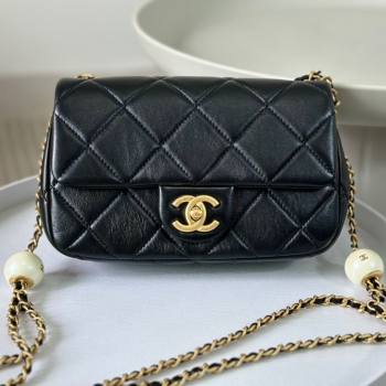 Chanel Lambskin Small Flap Bag with Pearl Chain AS4861 Black 2024 (SM-24072323)