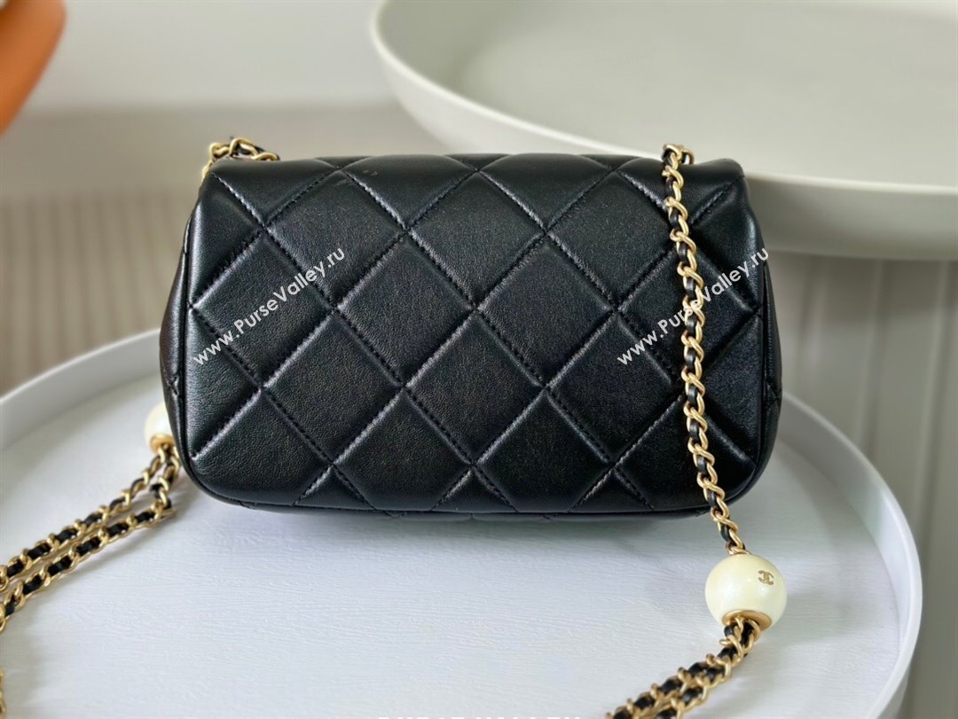 Chanel Lambskin Small Flap Bag with Pearl Chain AS4861 Black 2024 (SM-24072323)