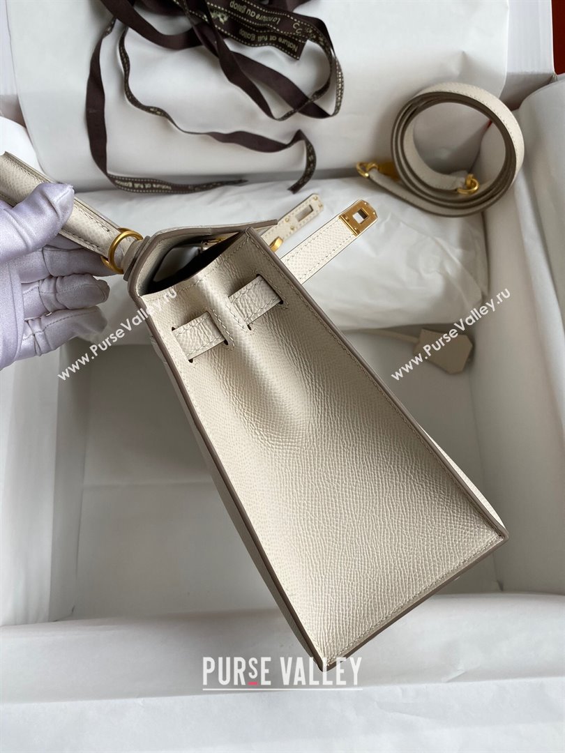 Hermes Kelly 25/28/32cm Bag in Original Epsom Leather Milk Shake White/Gold 2024 (Handmand) (M-24021913)