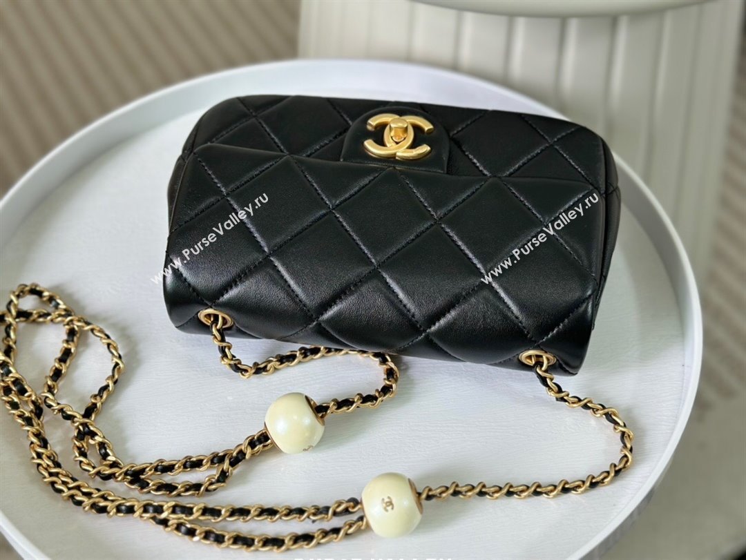 Chanel Lambskin Small Flap Bag with Pearl Chain AS4861 Black 2024 (SM-24072323)