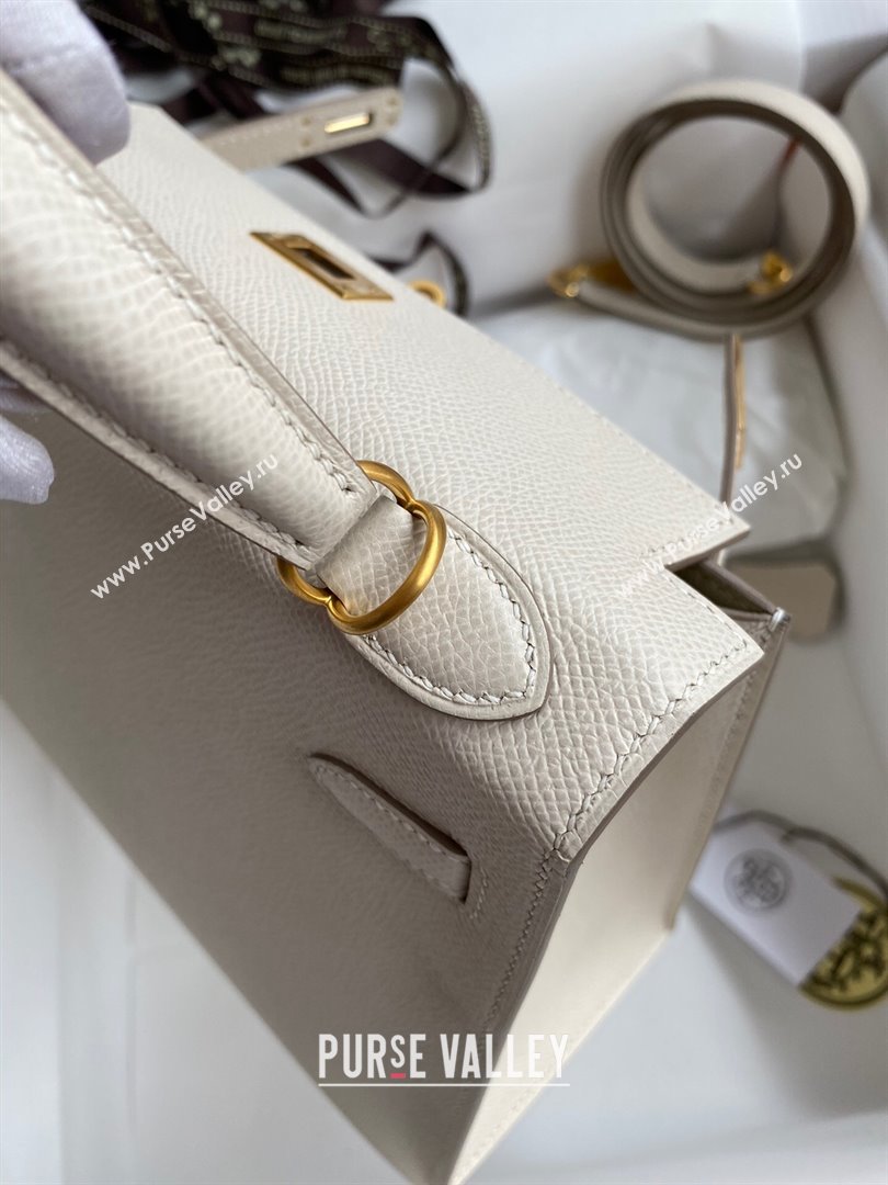 Hermes Kelly 25/28/32cm Bag in Original Epsom Leather Milk Shake White/Gold 2024 (Handmand) (M-24021913)