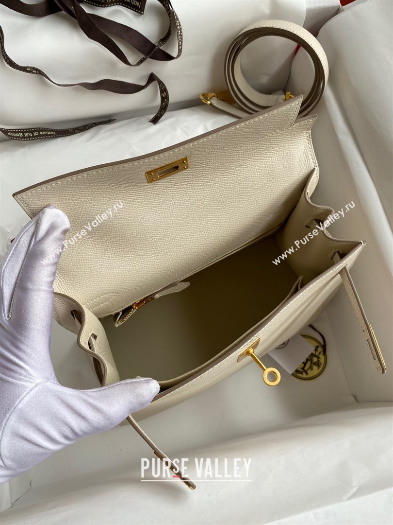 Hermes Kelly 25/28/32cm Bag in Original Epsom Leather Milk Shake White/Gold 2024 (Handmand) (M-24021913)