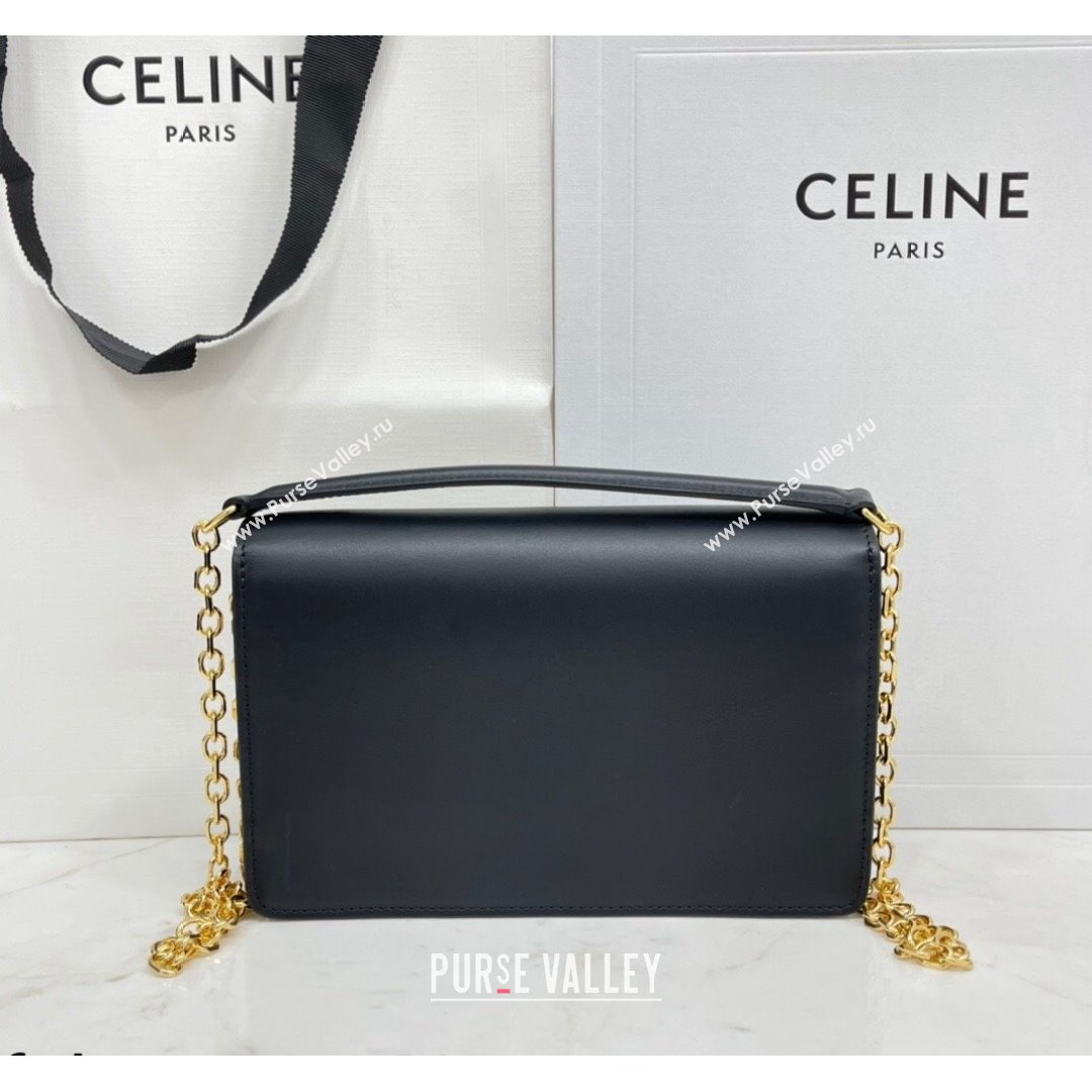 Celine Maillon Triomphe Chain Wallet in Shiny Calfskin Black 2021 (BL-21090413)