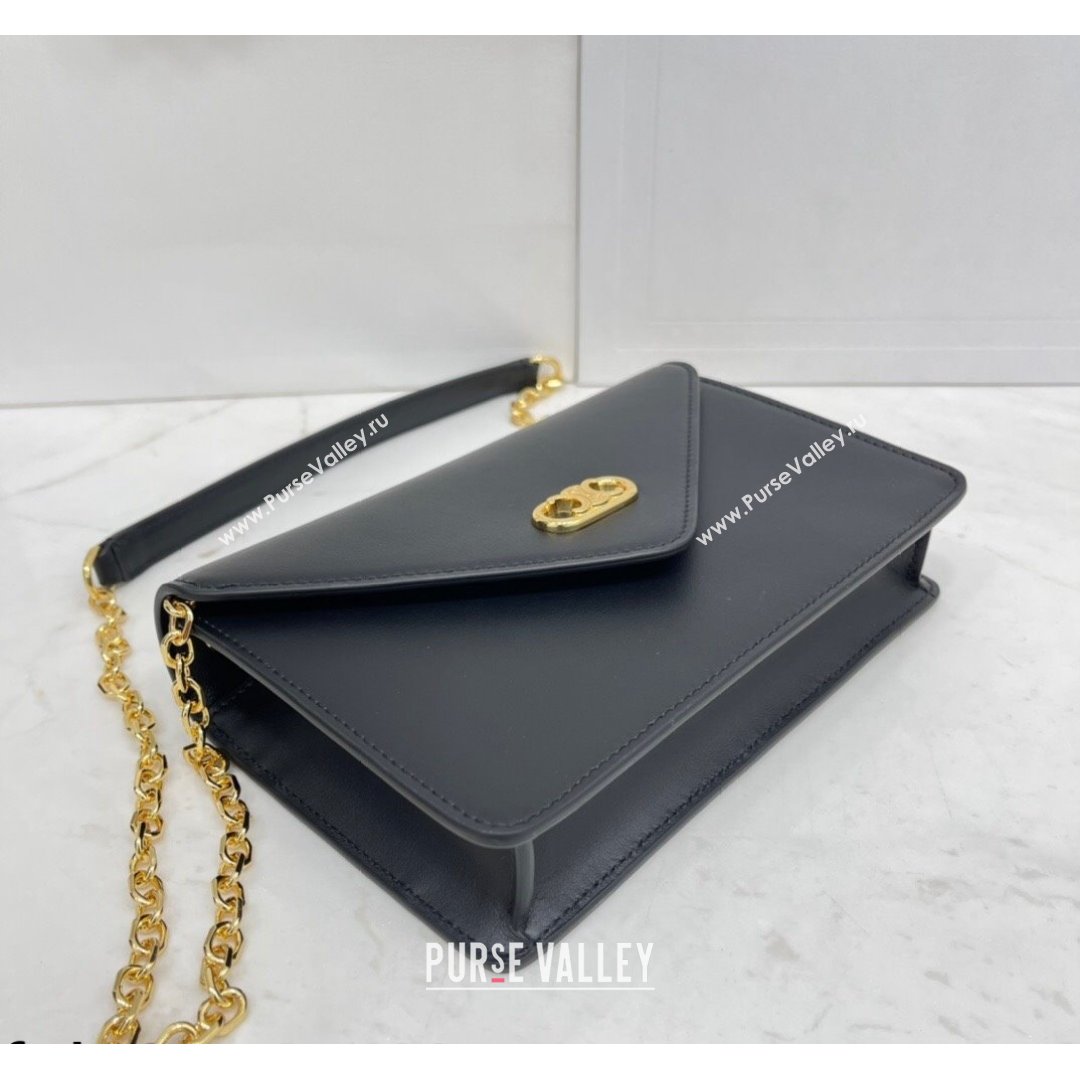 Celine Maillon Triomphe Chain Wallet in Shiny Calfskin Black 2021 (BL-21090413)