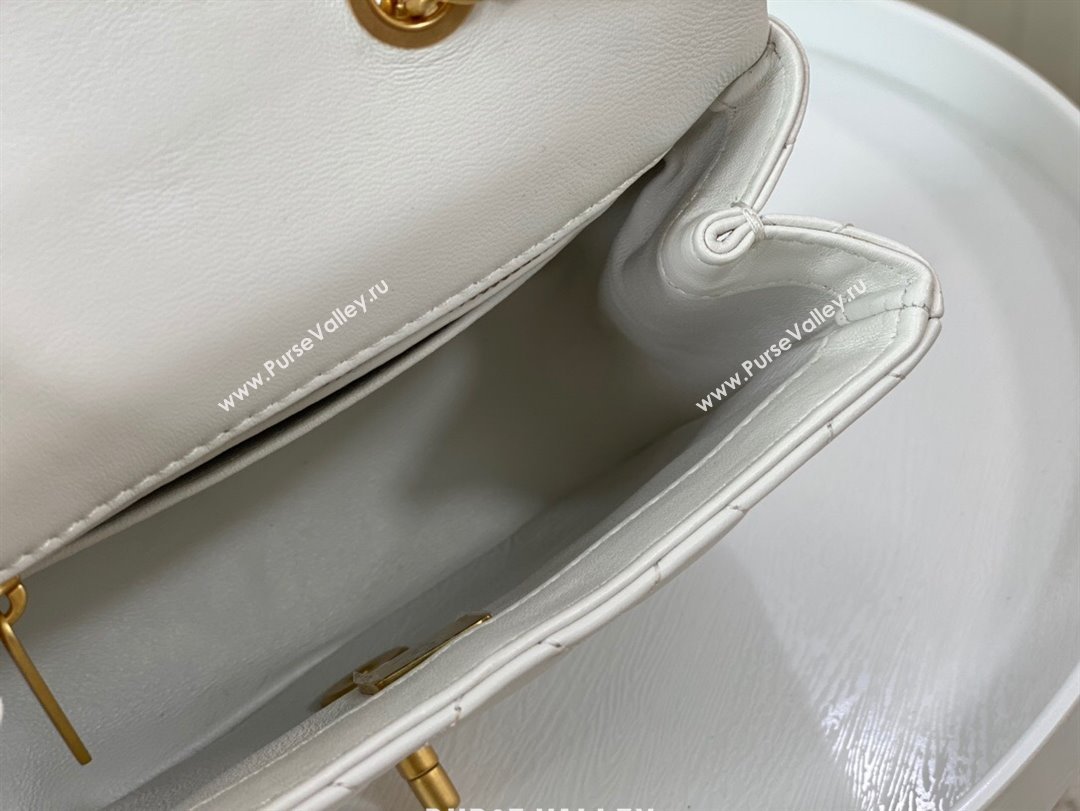 Chanel Lambskin Mini Square Flap Bag with Camellia Chain AS4040 White 2024 (SM-24072325)