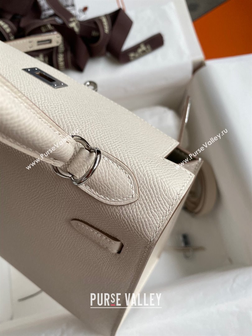 Hermes Kelly 25/28/32cm Bag in Original Epsom Leather Milk Shake White/Silver 2024 (Handmand) (M-24021914)