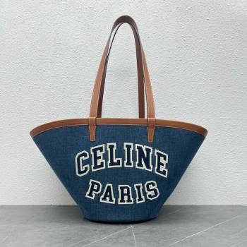 Celine Large Couffin Shopping Bag in Blue Denim 196262 2024(Top) (SWW-24060606)