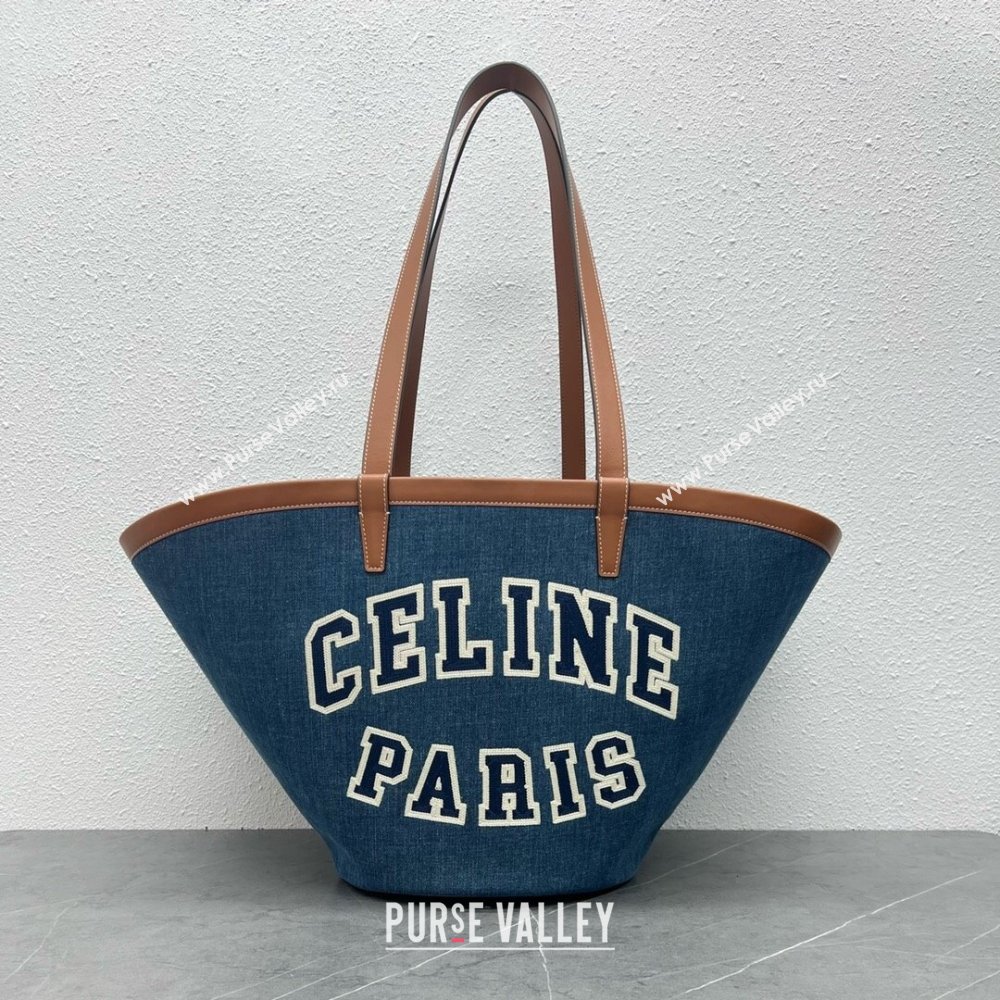 Celine Large Couffin Shopping Bag in Blue Denim 196262 2024(Top) (SWW-24060606)