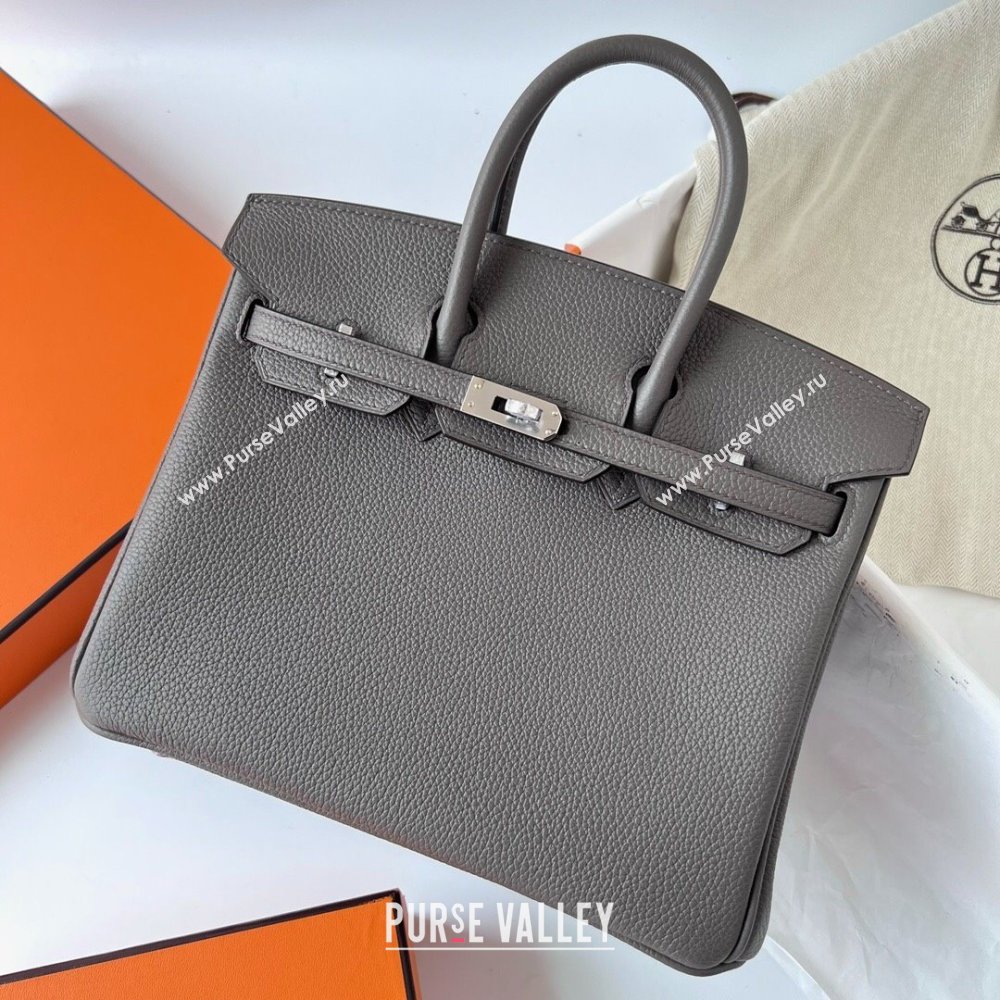 Hermes Birkin 25cm Bag in Original Togo Leather Tinware Grey/Silver 2023 (Pure Handmade) (Y-23110812)