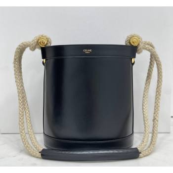 Celine Bucket Marin Calfskin and Cord Bucket Bag Black 2021 (BL-21090415)