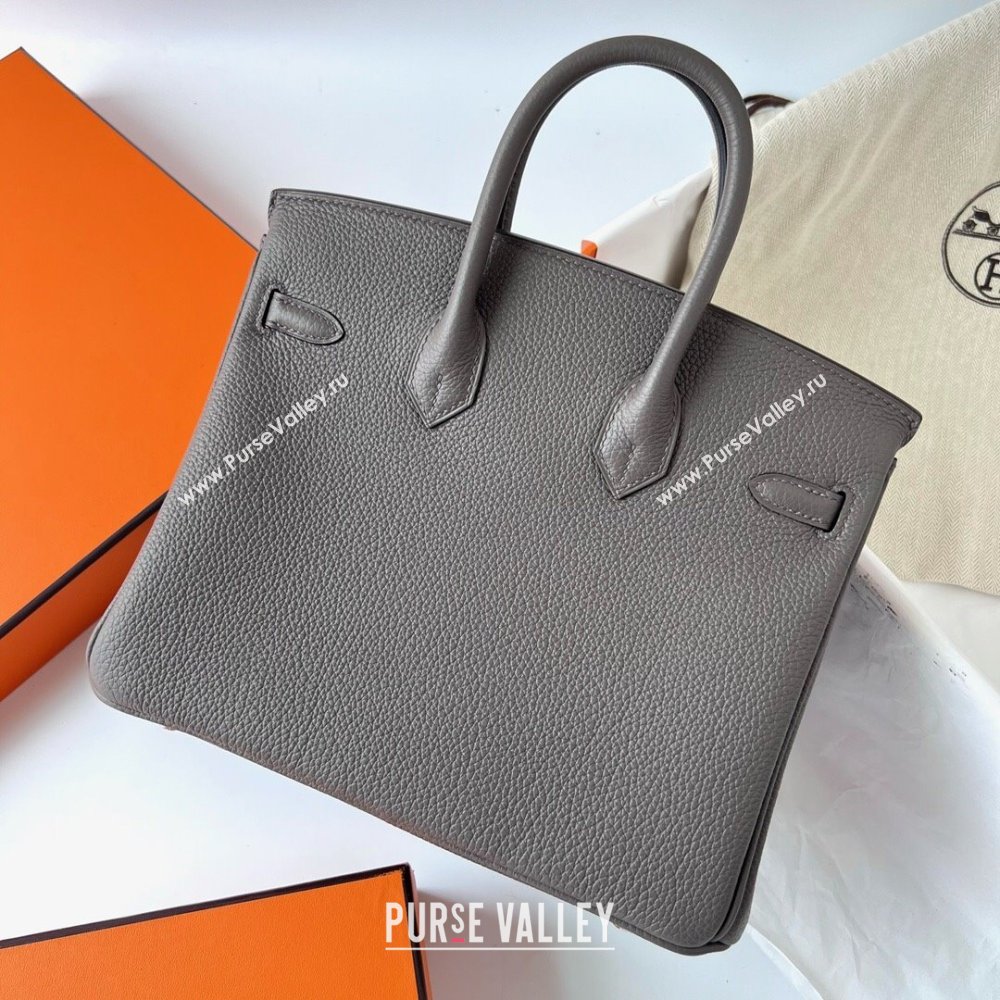 Hermes Birkin 25cm Bag in Original Togo Leather Tinware Grey/Silver 2023 (Pure Handmade) (Y-23110812)