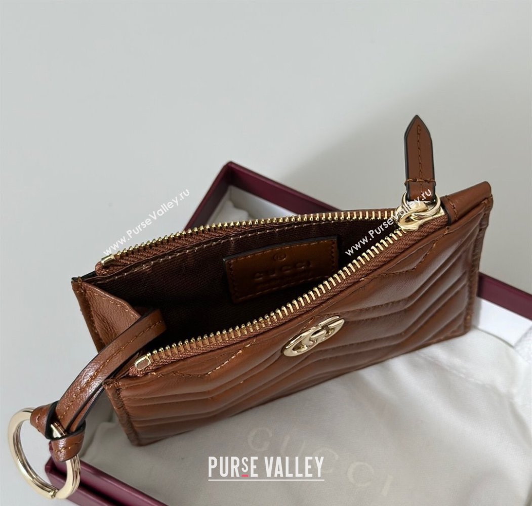 Gucci GG Marmont Leather zip key pouch Brown 2025 837747 (DLH-250808022)