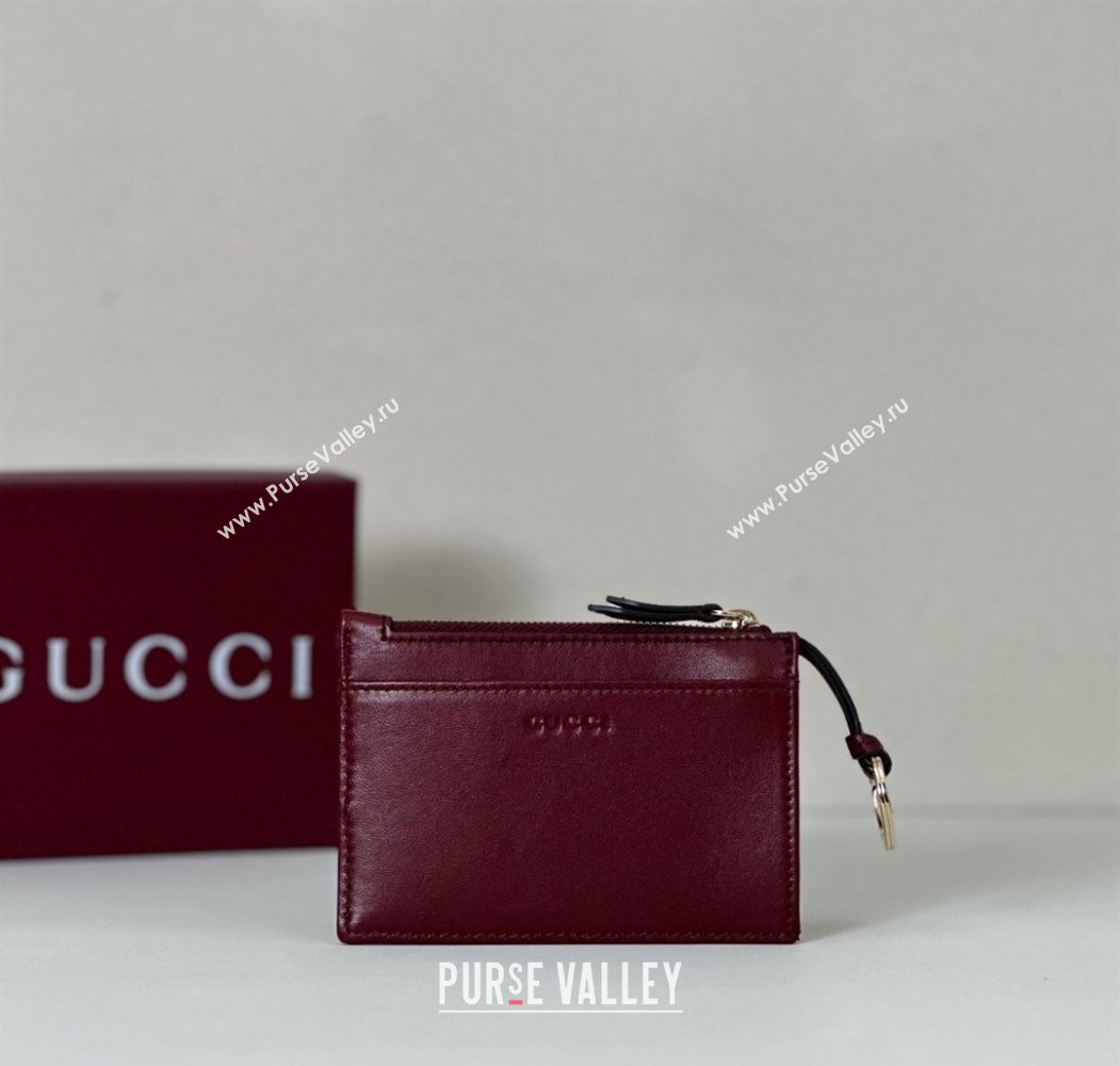 Gucci GG Marmont Leather zip key pouch Ancora Red 2025 837747 (DLH-250808023)