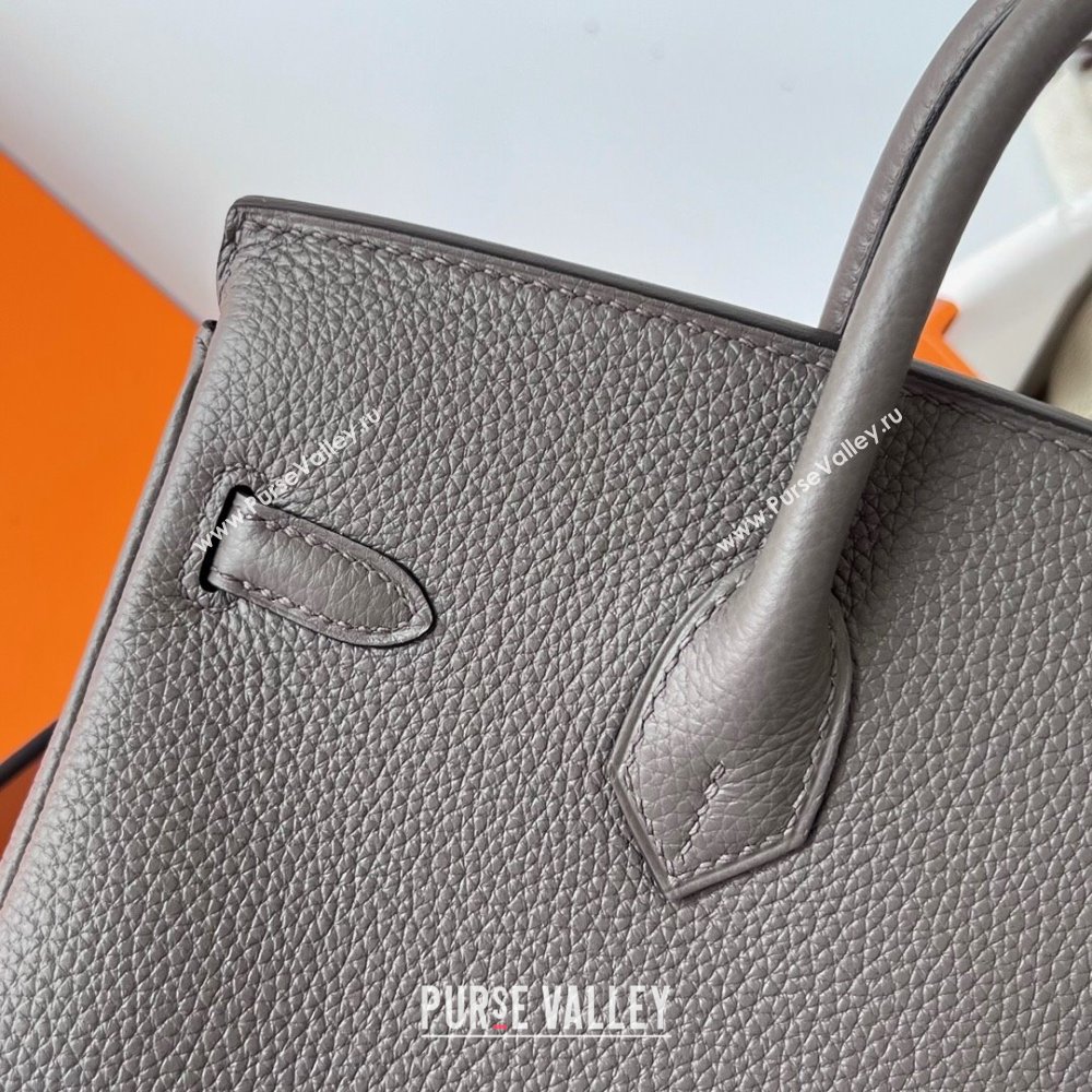 Hermes Birkin 25cm Bag in Original Togo Leather Tinware Grey/Silver 2023 (Pure Handmade) (Y-23110812)