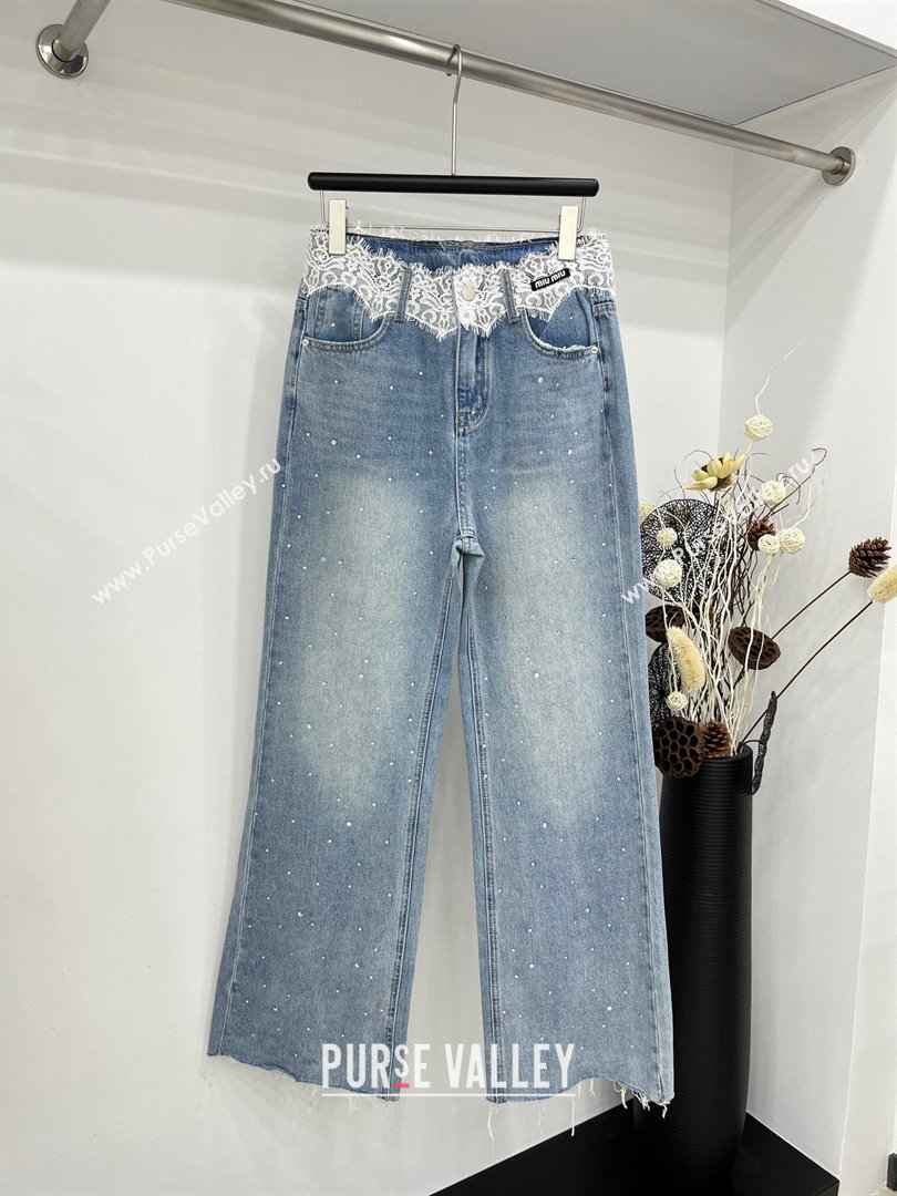 Miu Miu Lace Denim Jeans M040322 Blue 2024 (Q-24040322)