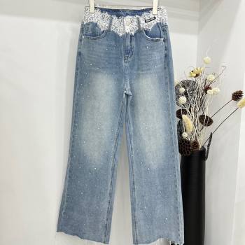 Miu Miu Lace Denim Jeans M040322 Blue 2024 (Q-24040322)