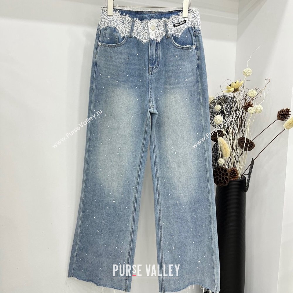 Miu Miu Lace Denim Jeans M040322 Blue 2024 (Q-24040322)