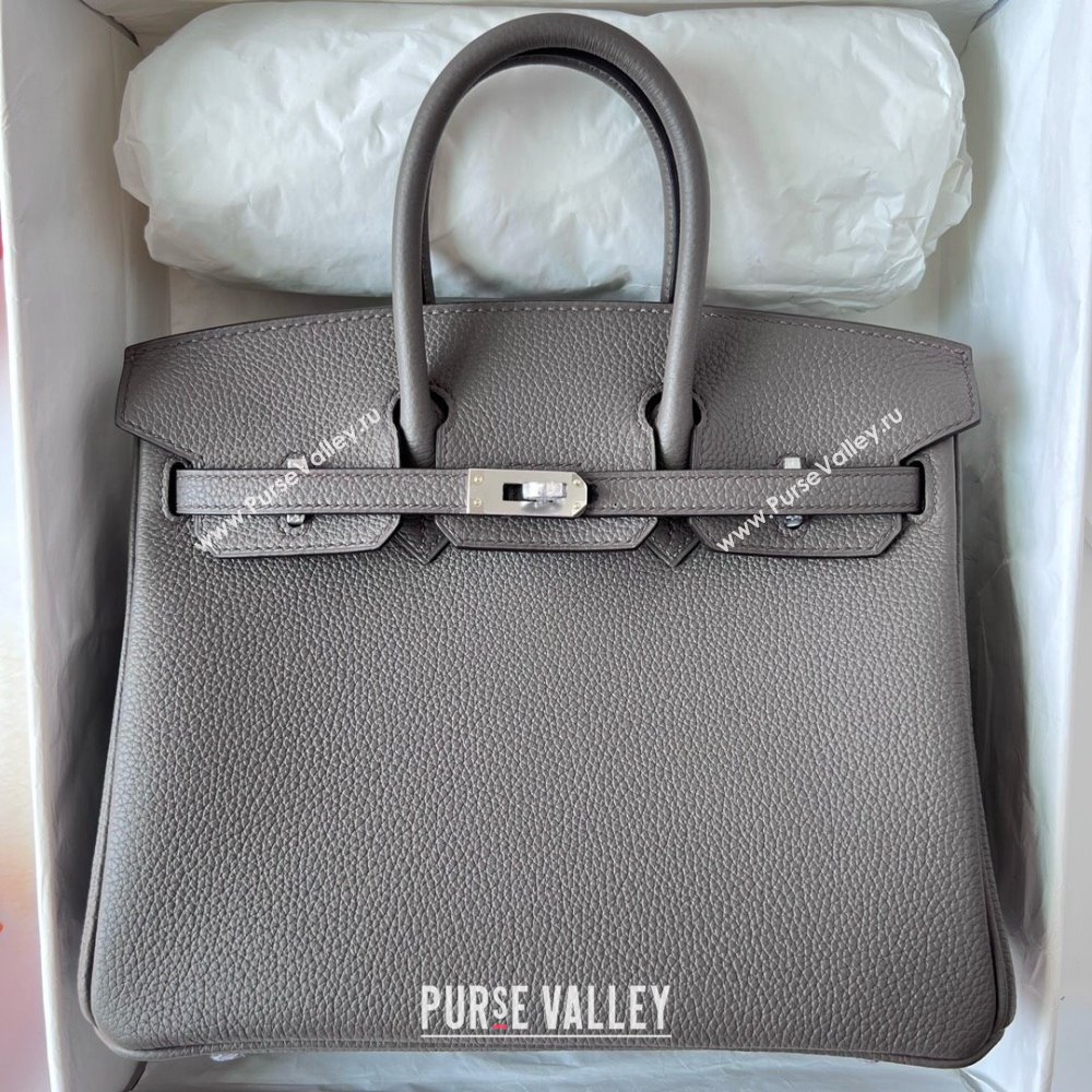 Hermes Birkin 25cm Bag in Original Togo Leather Tinware Grey/Silver 2023 (Pure Handmade) (Y-23110812)