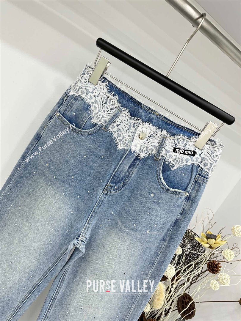 Miu Miu Lace Denim Jeans M040322 Blue 2024 (Q-24040322)
