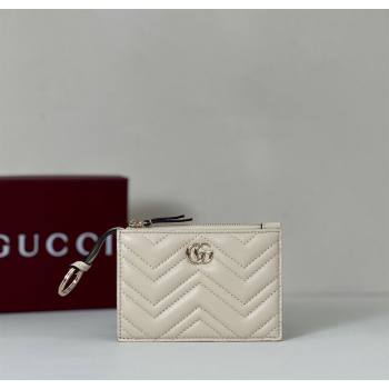 Gucci GG Marmont Leather zip key pouch White 2025 837747 (DLH-250808024)