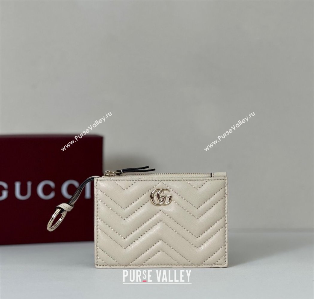 Gucci GG Marmont Leather zip key pouch White 2025 837747 (DLH-250808024)