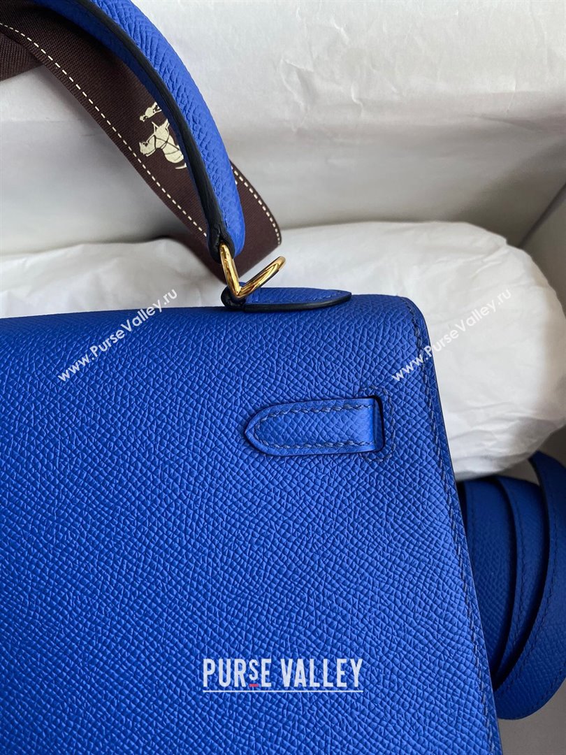 Hermes Kelly 25/28/32cm Bag in Original Epsom Leather Blue/Gold 2024 (Handmand) (M-24021915)