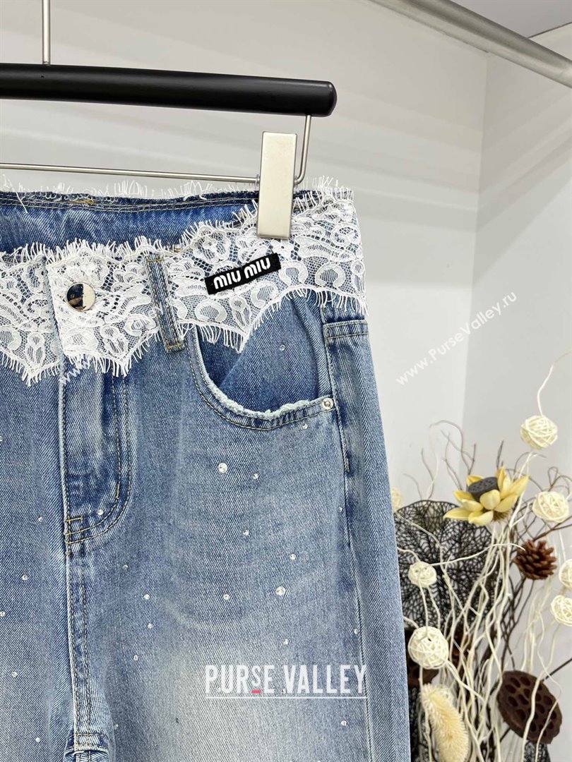Miu Miu Lace Denim Jeans M040322 Blue 2024 (Q-24040322)
