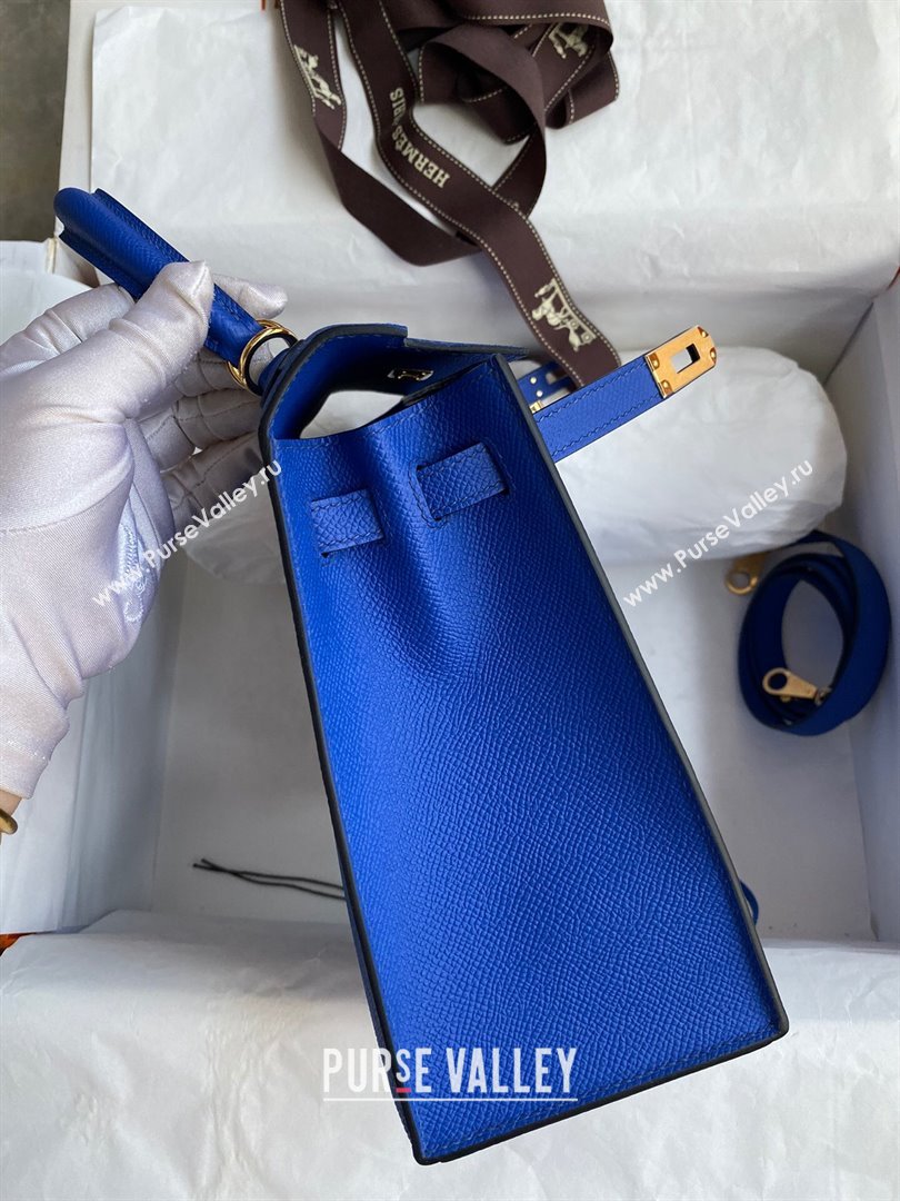 Hermes Kelly 25/28/32cm Bag in Original Epsom Leather Blue/Gold 2024 (Handmand) (M-24021915)