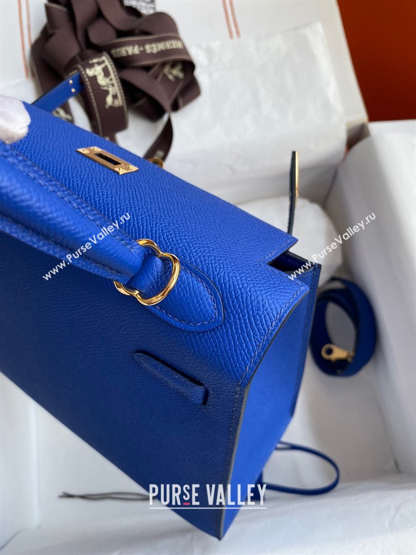 Hermes Kelly 25/28/32cm Bag in Original Epsom Leather Blue/Gold 2024 (Handmand) (M-24021915)