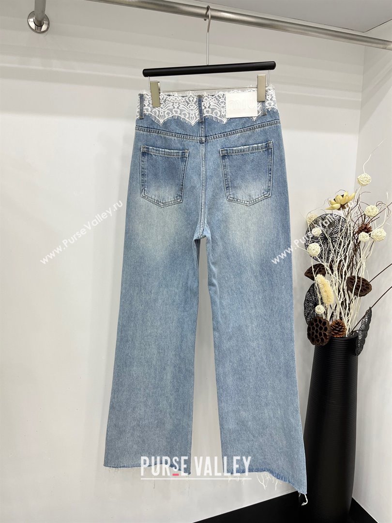 Miu Miu Lace Denim Jeans M040322 Blue 2024 (Q-24040322)