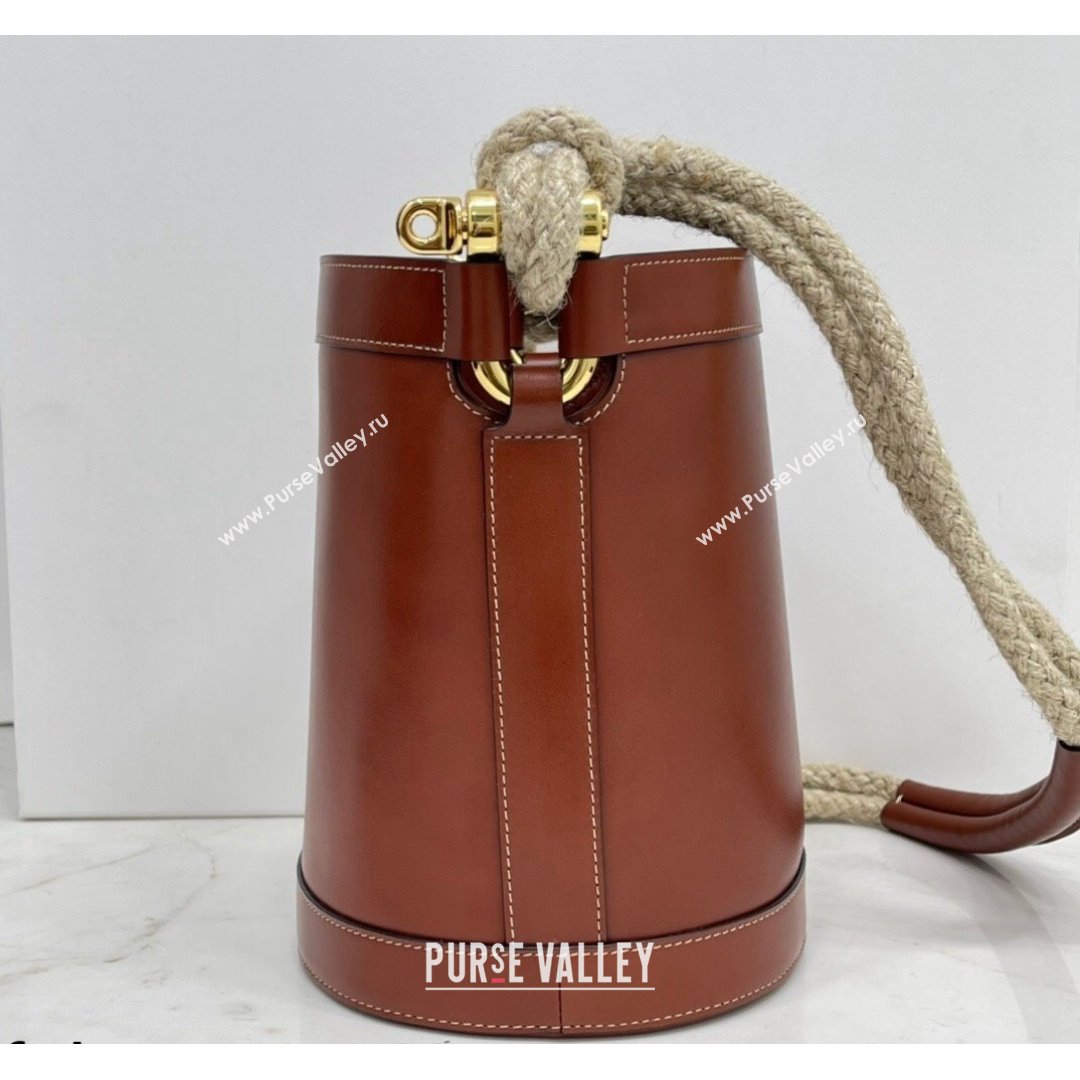 Celine Bucket Marin Calfskin and Cord Bucket Bag Brown 2021 (BL-21090414)