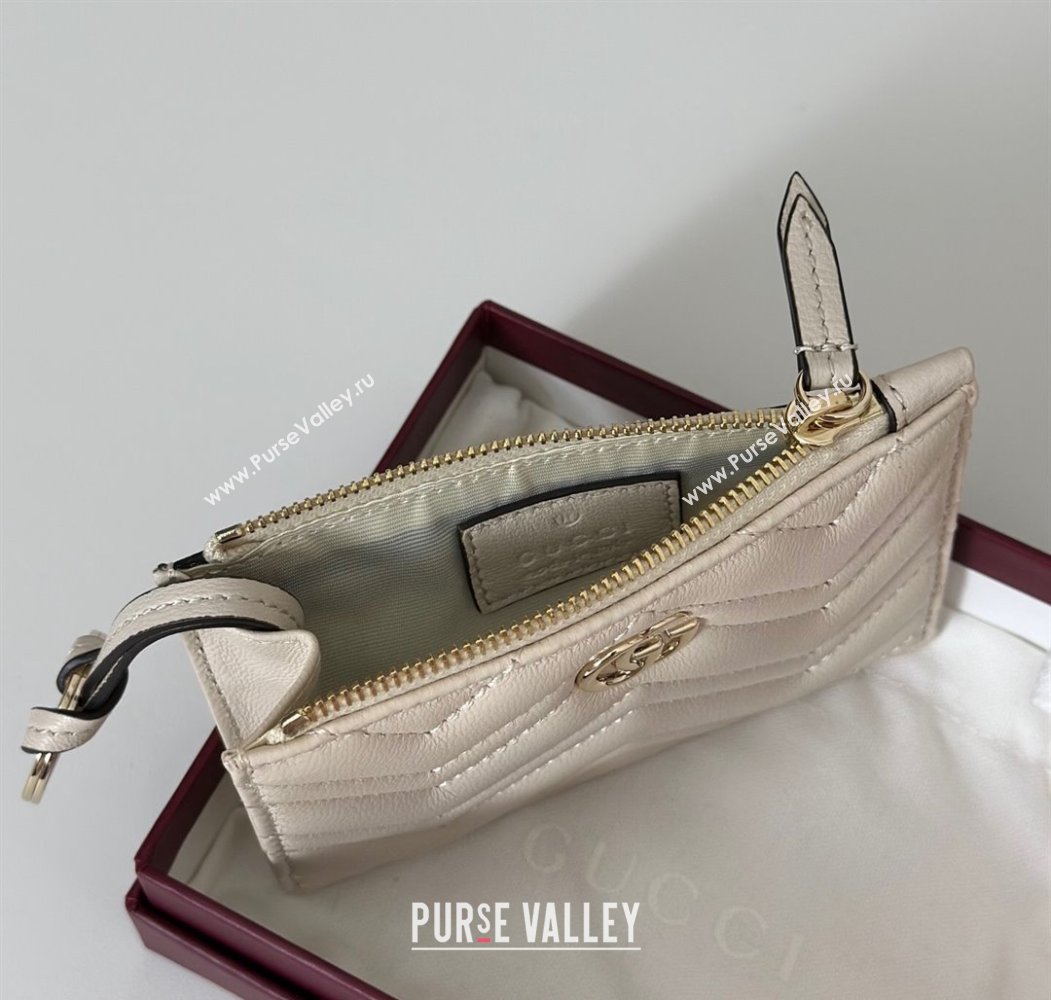 Gucci GG Marmont Leather zip key pouch White 2025 837747 (DLH-250808024)