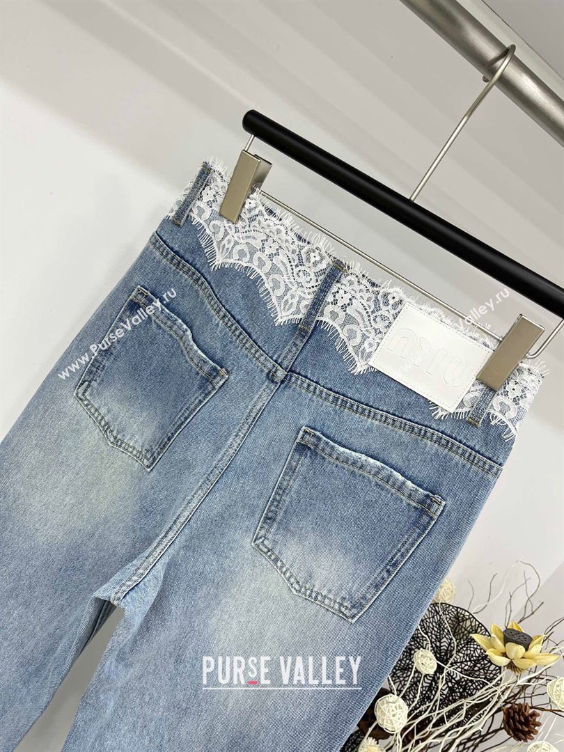 Miu Miu Lace Denim Jeans M040322 Blue 2024 (Q-24040322)
